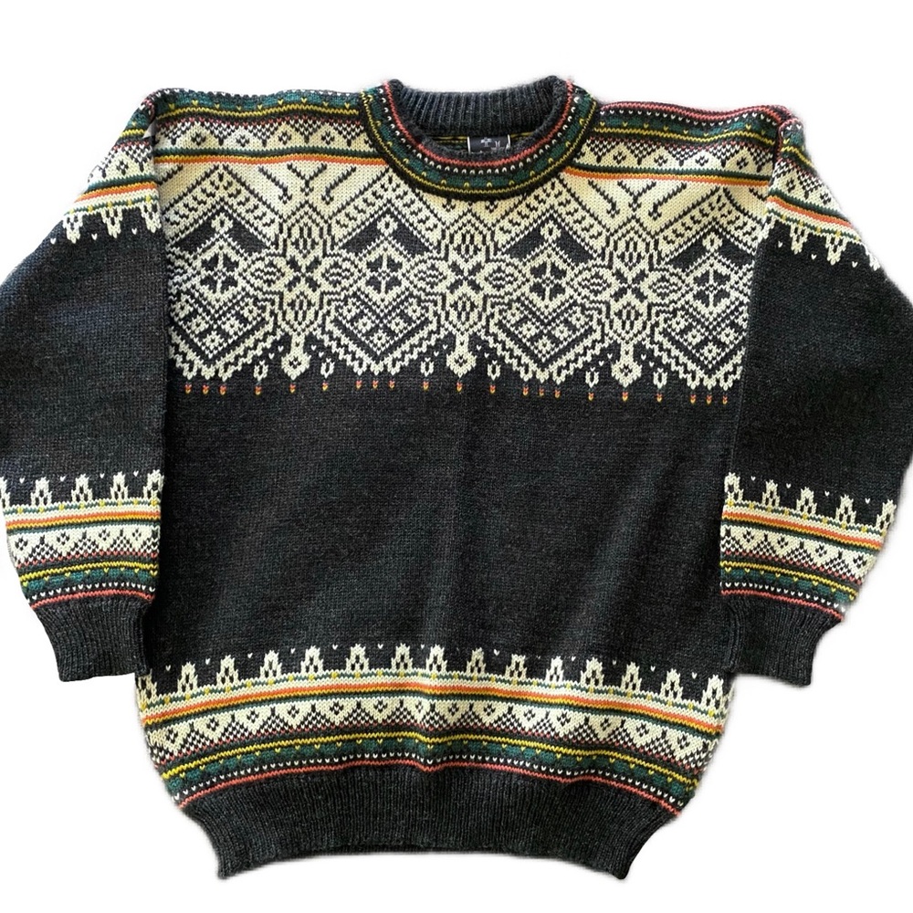 Vintage Men’s Sweater Large Pullover Wool Dale of Norway 90’s Ski Print